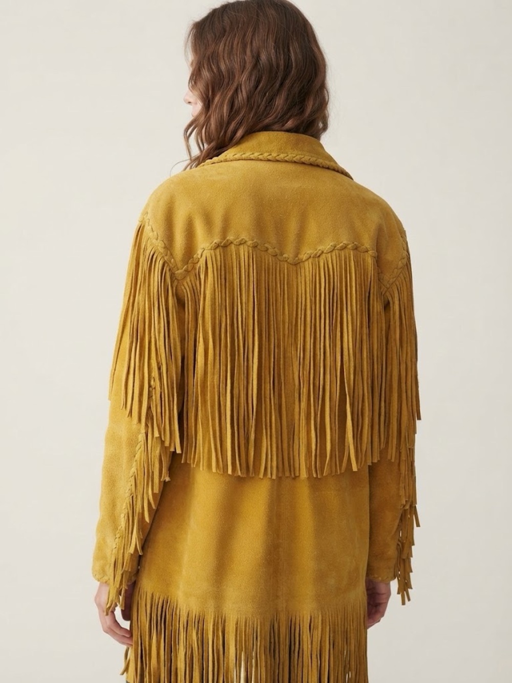 INCREDIBLE TAN BROWN SUEDE FRINGE JACKET L/XL